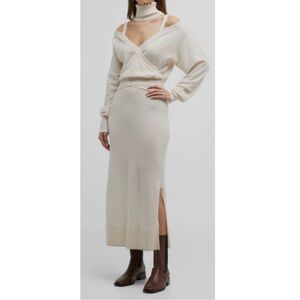 Jonathan Simkhai NEW Astrid Cashmere Choker Dress Midi Winter White NWT Sm